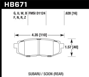 Subaru Legacy Brake Pad - Rear - Hawk Performance - HPS Street - `11-`27